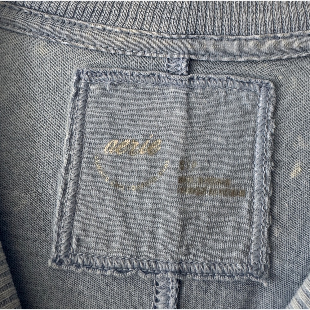 Aerie Blue Long Sleeve Oversized Long Sleeve Top Vintage Wash - Picture 4 of 4